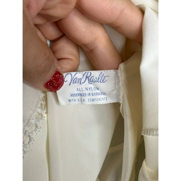VTG 1960s Von Raalte Nylon Slip Dress Ivory V-Neck Sleeveless Mini Ruffle Trim - Picture 9 of 10